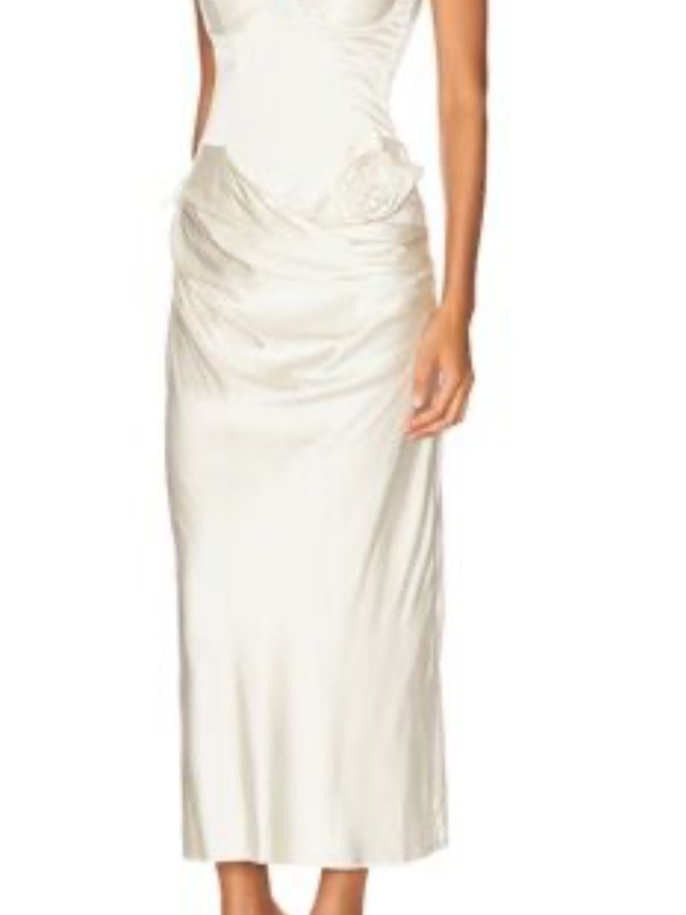 Lulu's White Satin Strapless Ruched Slip Dress